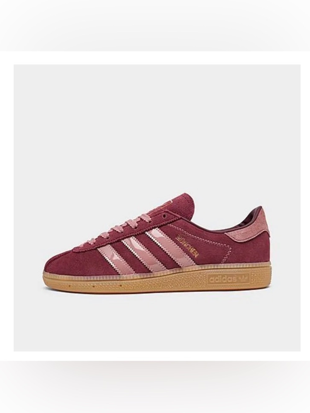 Adidas Munchen KI4286 Burgundy Pink Gum Suede Sneakers Women’s NWT - Picture 2 of 7